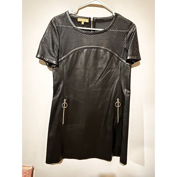 Michael Kors Collection Black Leather Dress Size 2 - Picture 3 of 6